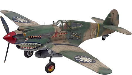 plastic airplane model,model airplane,P40B Tiger Shark Aircraft -- Plastic Model Airplane Kit -- 1/48 Scale -- #855209